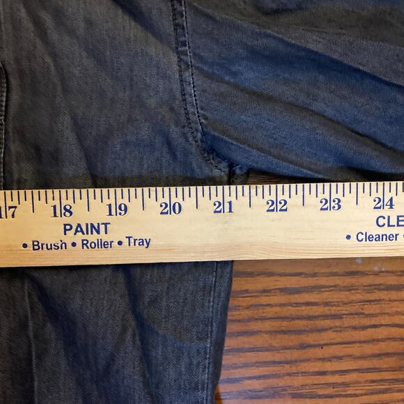 A.N.A. Shimmer Denim Look 3/4 sleeve collared size medium hi low button up used - Picture 8 of 11